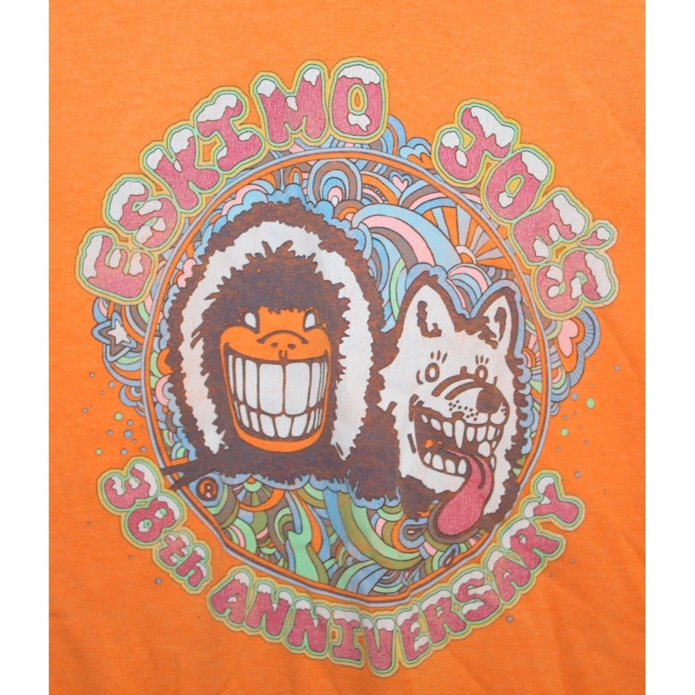 Eskimo Joes 38th Anniversary Stillwater OK Orange Graphic T Shirt Mens Medium